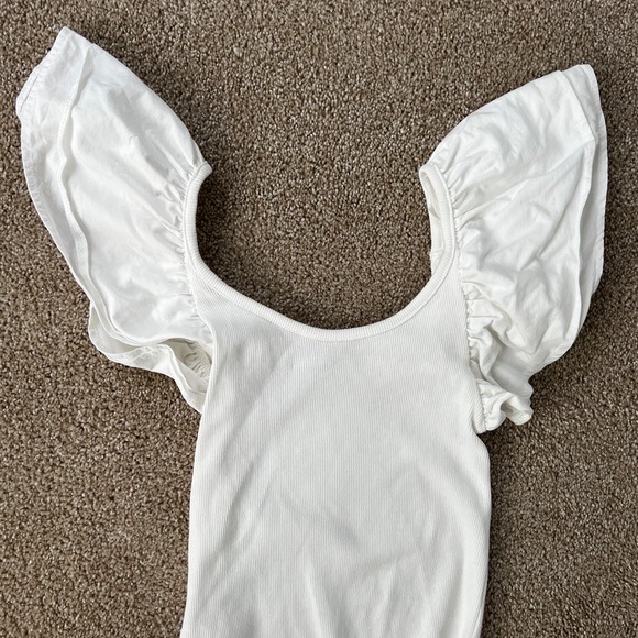 Zara Ribbed Bodysuit with Ruffles, S - Picture 3 of 5